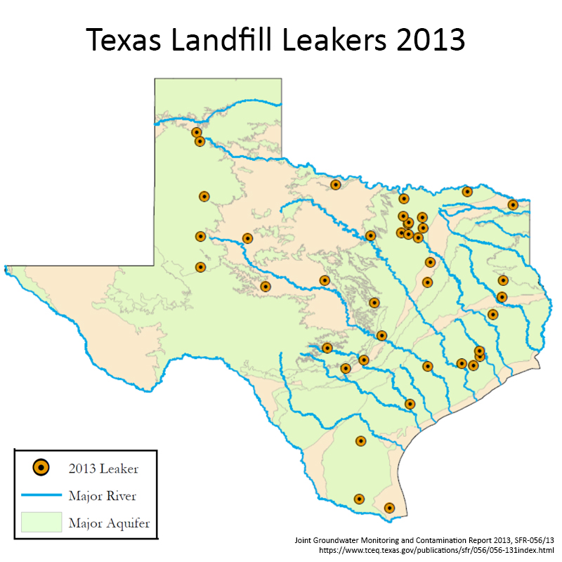 Texas landfill leakers graphic for report
